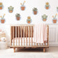 Cactus Wall Stickers, Boho Plant Nursery Decor, Succulent Daisy Wall Decals, Neutral Kids Room Baby Nursery Peel and Stick Wall Art