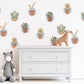 Cactus Wall Stickers, Boho Plant Nursery Decor, Succulent Daisy Wall Decals, Neutral Kids Room Baby Nursery Peel and Stick Wall Art
