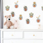 Cactus Wall Stickers, Boho Plant Nursery Decor, Succulent Daisy Wall Decals, Neutral Kids Room Baby Nursery Peel and Stick Wall Art