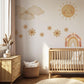 Rainbow Wall Stickers, Boho Neutral Nursery Decor, Sun Cloud Daisy Butterfly Wall Decals, Gender Neutral Kids Room Peel and Stick Wall Art