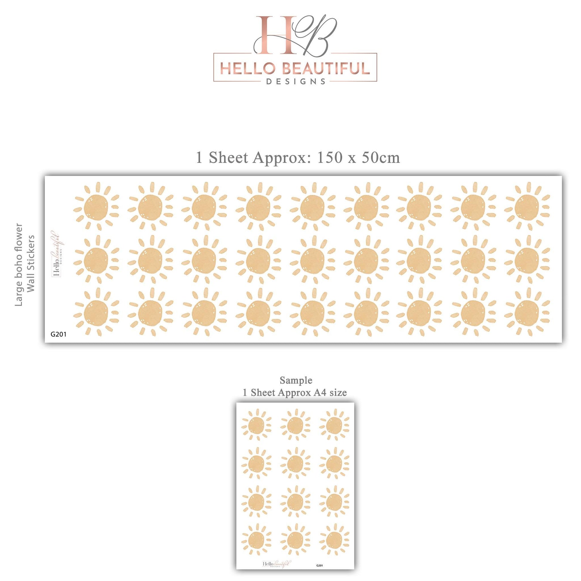 Sun Wall Stickers, Boho Nursery Decor, Neutral Boho Sun Wall Decals, Gender Neutral Kids Room Baby Nursery Peel and Stick Wall Art