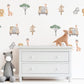 Safari Wall Stickers, Safari Animal Nursery Decor, Jungle Lion Giraffe Zebra Wall Decals, Kids Room Baby Nursery Peel and Stick Wall Art