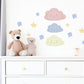 Cloud Wall Stickers, Star Nursery Decor, Pastel Cloud Star Wall Decals, Kids Room Baby Boy Girl Nursery Peel and Stick Wall Art
