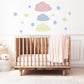 Cloud Wall Stickers, Star Nursery Decor, Pastel Cloud Star Wall Decals, Kids Room Baby Boy Girl Nursery Peel and Stick Wall Art