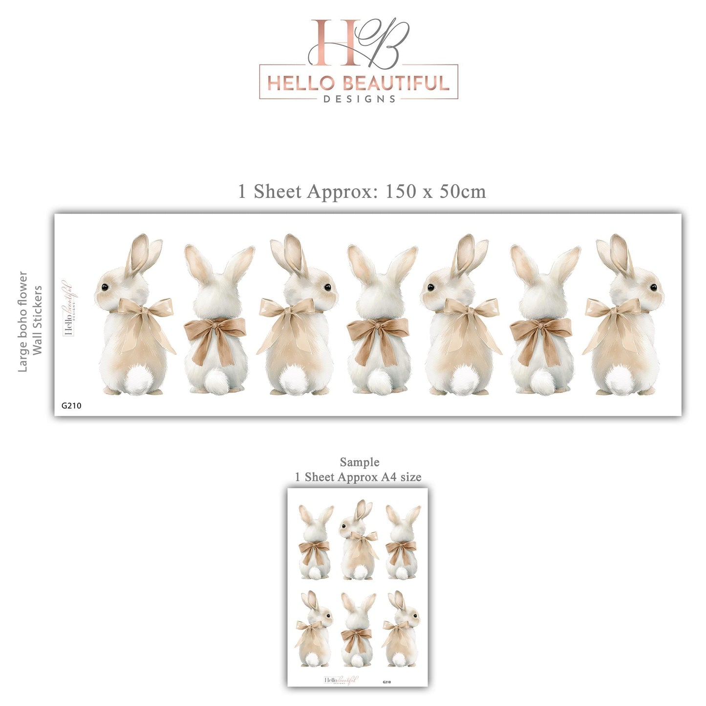 Bunny Wall Stickers, Bunny Nursery Decor, Neutral Woodland Rabbit Wall Decals, Gender Neutral Kids Room Baby Nursery Peel and Stick Art