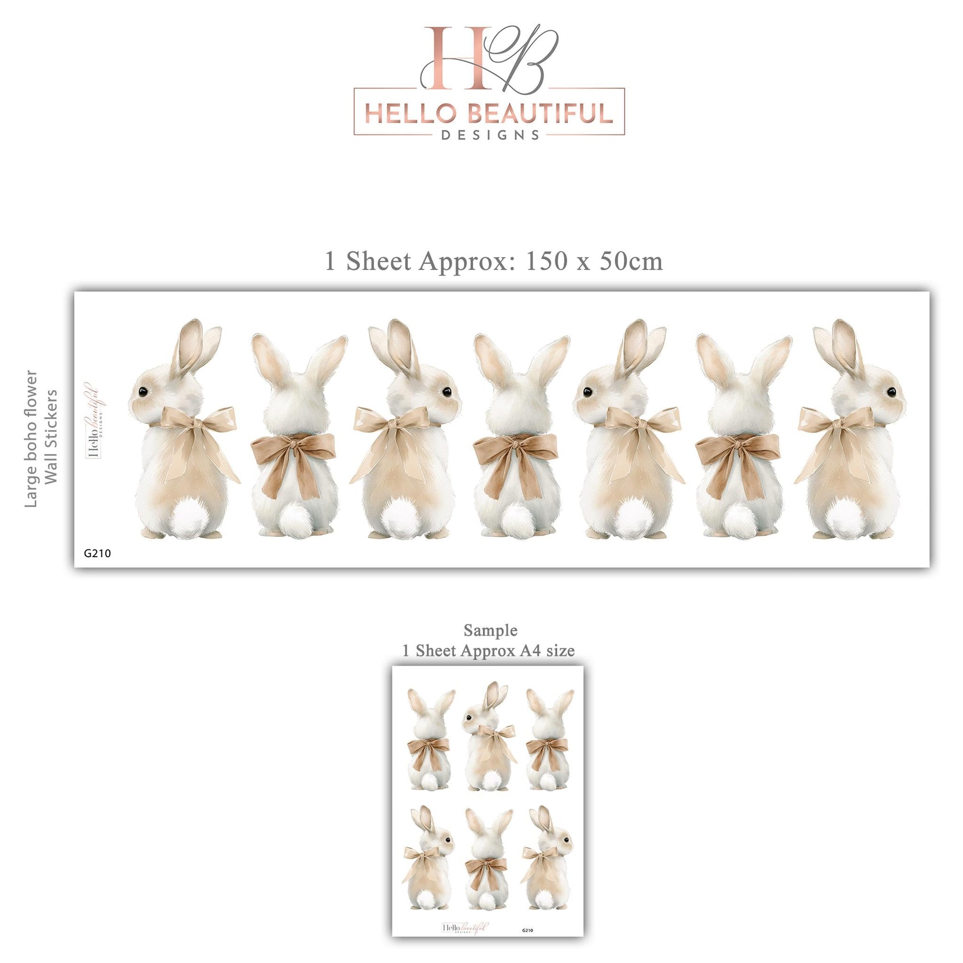 Bunny Wall Stickers, Bunny Nursery Decor, Neutral Woodland Rabbit Wall Decals, Gender Neutral Kids Room Baby Nursery Peel and Stick Art