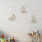 Bunny Wall Stickers, Moon and Stars Nursery Decor, Sleepy Bunny Cloud Star Wall Decals, Neutral Baby Nursery Peel and Stick Wall Art