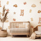 Teddy Bear & Toys Wall Stickers, Neutral Nursery Decor, Toy Car Building Blocks Kids Room Wall Decals, Baby Room Peel and Stick Wall Art