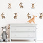 Donkey Wall Stickers, Farm Nursery Decor, Neutral Baby Donkey Animal Wall Decals, Gender Neutral Boho Kids Room Peel and Stick Wall Art