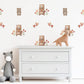 Bear Wall Stickers, Woodland Nursery Decor, Neutral Teddy Bear Strawberry Heart Wall Decals, Kids Room Baby Nursery Peel and Stick Art