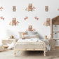 Bear Wall Stickers, Woodland Nursery Decor, Neutral Teddy Bear Strawberry Heart Wall Decals, Kids Room Baby Nursery Peel and Stick Art