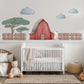 Farm Wall Stickers, Barn Nursery Decor, Red Barn Puppy Tree Fence Wall Decals, Boys Kids Room Baby Nursery Peel and Stick Wall Art
