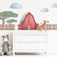 Farm Wall Stickers, Barn Nursery Decor, Red Barn Puppy Tree Fence Wall Decals, Boys Kids Room Baby Nursery Peel and Stick Wall Art