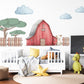 Farm Wall Stickers, Barn Nursery Decor, Red Barn Puppy Tree Fence Wall Decals, Boys Kids Room Baby Nursery Peel and Stick Wall Art