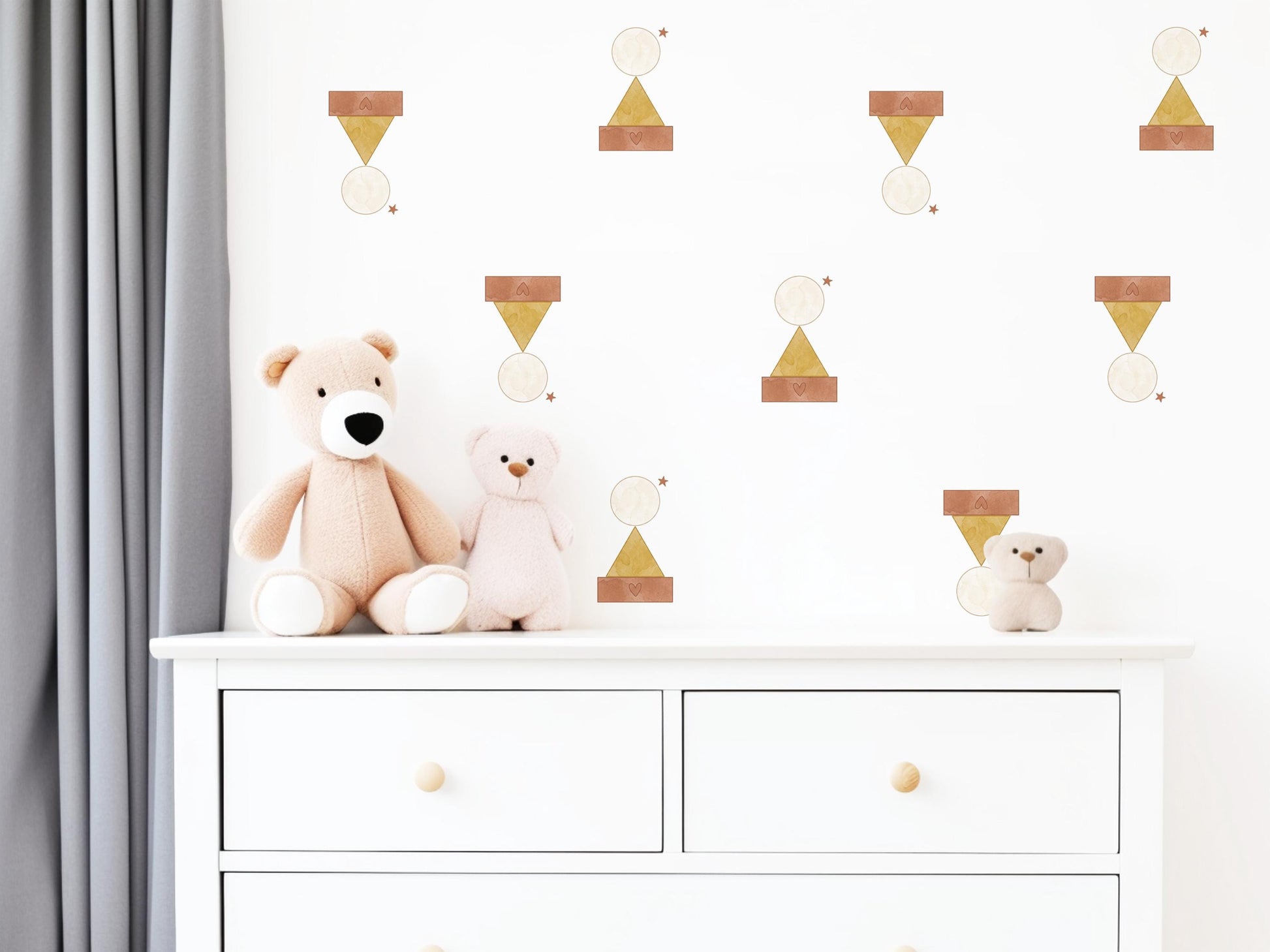 Boho Shapes Wall Stickers, Neutral Nursery Decor, Geometric Abstract Wall Decals, Terracotta Mustard Kids Room Peel and Stick Wall Art
