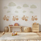 Train and Cloud Wall Stickers, Neutral Nursery Decor, Boho Transport Wall Decals, Kids Room Baby Boy Nursery Peel and Stick Wall Art