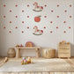 Polka Dot Wall Stickers, Boho Nursery Decor, Rust Red Rocking Horse Wall Decals, Neutral Kids Room Baby Nursery Peel and Stick Wall Art