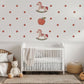 Polka Dot Wall Stickers, Boho Nursery Decor, Rust Red Rocking Horse Wall Decals, Neutral Kids Room Baby Nursery Peel and Stick Wall Art