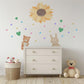 Sunflower Wall Stickers, Teddy Bear Bunny Nursery Decor, Neutral Boho Heart Wall Decals, Kids Room Baby Nursery Peel and Stick Art