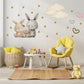 Bunny Wall Stickers, Bunny Nursery Decor, Neutral Bunny Family Star Cloud Wall Decals, Kids Room Baby Nursery Peel and Stick Art