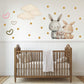 Bunny Wall Stickers, Bunny Nursery Decor, Neutral Bunny Family Star Cloud Wall Decals, Kids Room Baby Nursery Peel and Stick Art