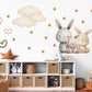 Bunny Wall Stickers, Bunny Nursery Decor, Neutral Bunny Family Star Cloud Wall Decals, Kids Room Baby Nursery Peel and Stick Art