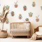 Cactus Wall Stickers, Boho Plant Nursery Decor, Succulent Daisy Wall Decals, Neutral Kids Room Baby Nursery Peel and Stick Wall Art