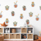 Cactus Wall Stickers, Boho Plant Nursery Decor, Succulent Daisy Wall Decals, Neutral Kids Room Baby Nursery Peel and Stick Wall Art
