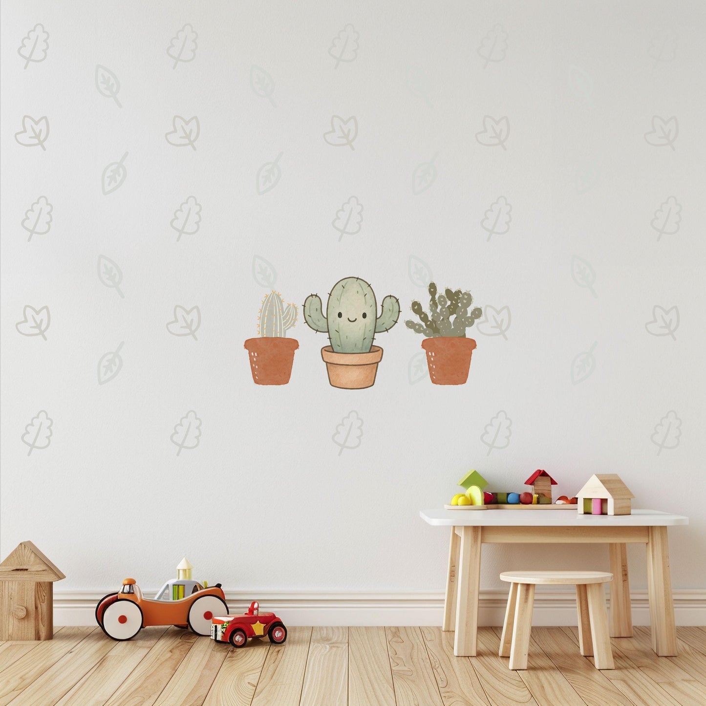 Botanical Wall Stickers, Boho Cactus Nursery Decor, Leaf Greenery Plant Wall Decals, Neutral Kids Room Baby Nursery Peel and Stick Wall Art