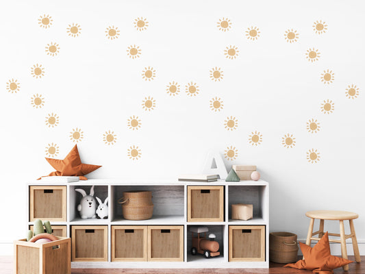 Sun Wall Stickers, Boho Nursery Decor, Neutral Boho Sun Wall Decals, Gender Neutral Kids Room Baby Nursery Peel and Stick Wall Art