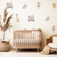 Safari Wall Stickers, Safari Animal Nursery Decor, Jungle Lion Giraffe Zebra Wall Decals, Kids Room Baby Nursery Peel and Stick Wall Art