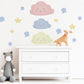 Cloud Wall Stickers, Star Nursery Decor, Pastel Cloud Star Wall Decals, Kids Room Baby Boy Girl Nursery Peel and Stick Wall Art