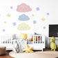 Cloud Wall Stickers, Star Nursery Decor, Pastel Cloud Star Wall Decals, Kids Room Baby Boy Girl Nursery Peel and Stick Wall Art