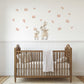 Bunny Wall Stickers, Bunny Nursery Decor, Neutral Butterfly Wall Decals, Boho Girls Room Baby Nursery Peel and Stick Wall Art