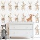 Bunny Wall Stickers, Bunny Nursery Decor, Neutral Woodland Rabbit Wall Decals, Gender Neutral Kids Room Baby Nursery Peel and Stick Art