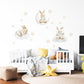 Bunny Wall Stickers, Moon and Stars Nursery Decor, Sleepy Bunny Cloud Star Wall Decals, Neutral Baby Nursery Peel and Stick Wall Art