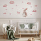 Pink Cloud Wall Stickers, Girls Nursery Decor, Bunny Butterfly Wall Decals, Baby Girl Kids Bedroom Playroom Peel and Stick Wall Art
