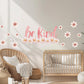 Be Kind Wall Sticker, Inspirational Quote Nursery Decor, Pink Floral Blossom Wall Decals, Girls Room Kids Bedroom Peel and Stick Wall Art