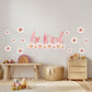 Be Kind Wall Sticker, Inspirational Quote Nursery Decor, Pink Floral Blossom Wall Decals, Girls Room Kids Bedroom Peel and Stick Wall Art