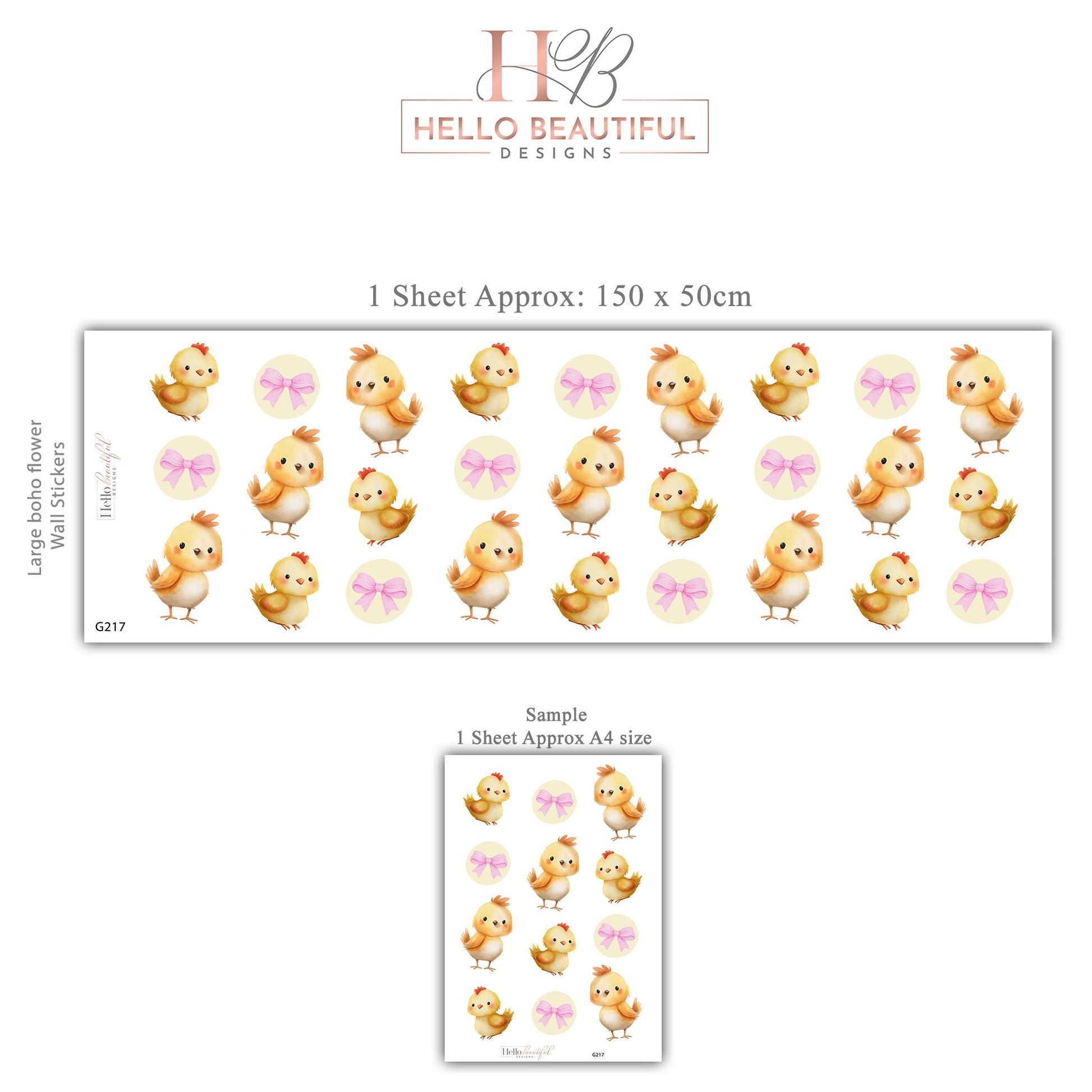 Chick Wall Stickers, Farm Nursery Decor, Baby Chick Spring Wall Decals, Neutral Kids Room Girls Nursery Peel and Stick Wall Art