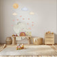Elephant Wall Stickers, Elephant Nursery Decor, Neutral Baby Elephant Sun Cloud Wall Decals, Gender Neutral Kids Room Peel and Stick Art