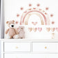 Boho Rainbow Wall Stickers, Girls Nursery Decor, Blush Pink Heart Flower Wall Decals, Neutral Kids Room Baby Nursery Peel and Stick Art