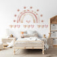 Boho Rainbow Wall Stickers, Girls Nursery Decor, Blush Pink Heart Flower Wall Decals, Neutral Kids Room Baby Nursery Peel and Stick Art