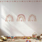 Boho Rainbow Wall Stickers, Neutral Nursery Decor, Blush Pink Rainbow Heart Raindrop Wall Decals, Kids Room Baby Nursery Peel and Stick Art