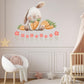 Bunny Wall Stickers, Bunny Nursery Decor, Spring Flower Easter Carrot Wall Decals, Girls Kids Room Baby Nursery Peel and Stick Wall Art