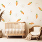 Carrot Wall Stickers, Spring Easter Nursery Decor, Neutral Daisy Flower Wall Decals, Kids Room Baby Nursery Peel and Stick Wall Art