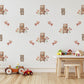 Bear Wall Stickers, Woodland Nursery Decor, Neutral Teddy Bear Strawberry Heart Wall Decals, Kids Room Baby Nursery Peel and Stick Art