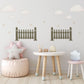 Cloud Wall Stickers, Star Nursery Decor, Neutral Fence Cloud Star Wall Decals, Gender Neutral Boho Kids Room Peel and Stick Wall Art