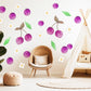 Cherry Wall Stickers, Girls Nursery Decor, Purple Cherry Daisy Fruit Wall Decals, Kids Bedroom Playroom Peel and Stick Wall Art
