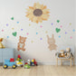 Sunflower Wall Stickers, Teddy Bear Bunny Nursery Decor, Neutral Boho Heart Wall Decals, Kids Room Baby Nursery Peel and Stick Art